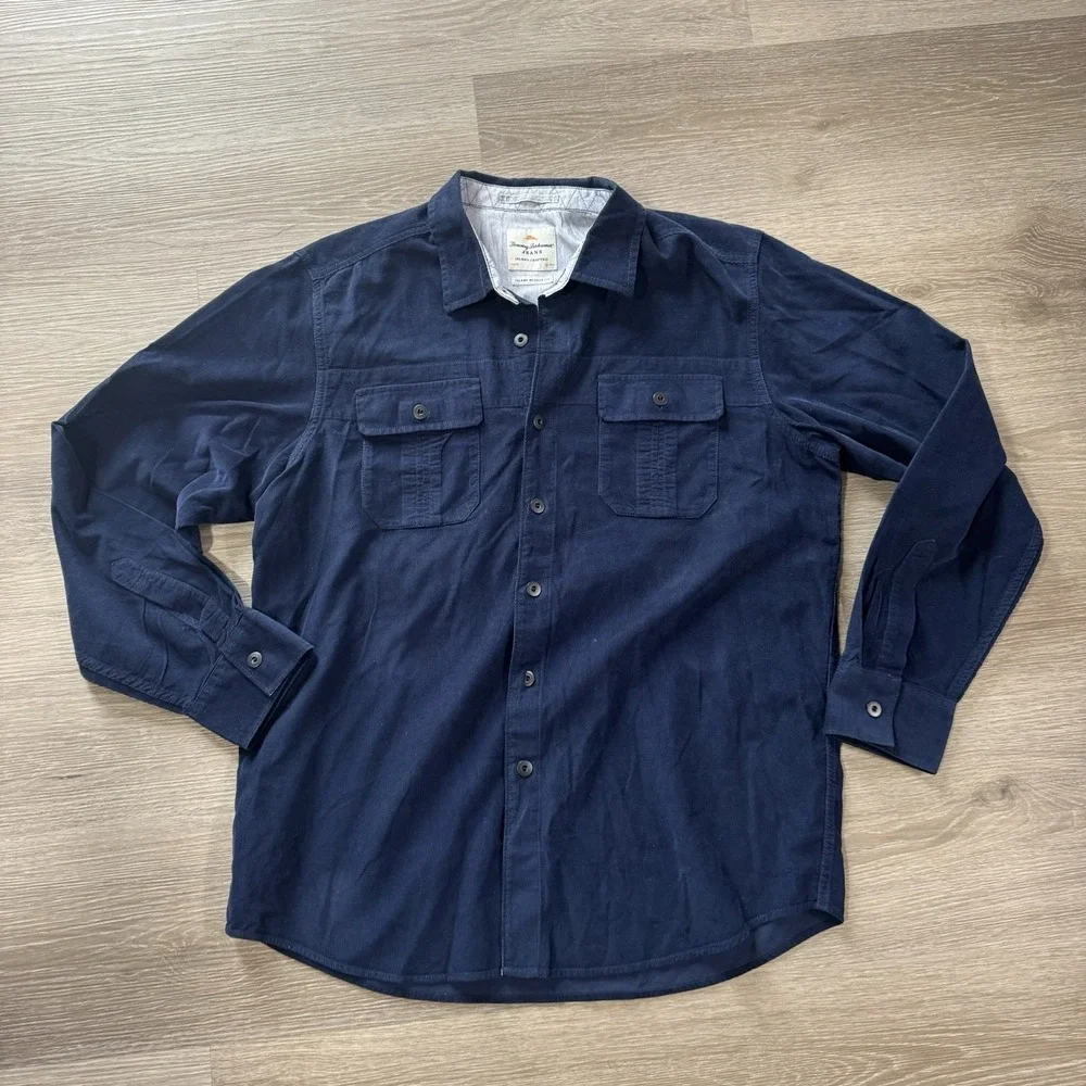 Tommy Bahama Blue Island Crafted Modern Fit L/S Button Up Corduroy Shirt Size L